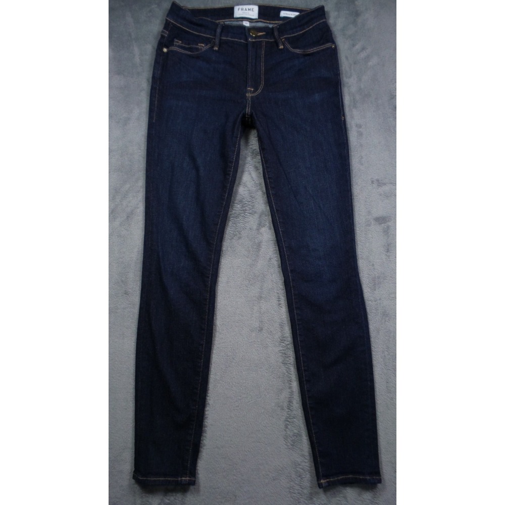 Frame Jeans Womens Size 27 Blue Denim Le Skinny Mid Rise Stretch Dark Wash
